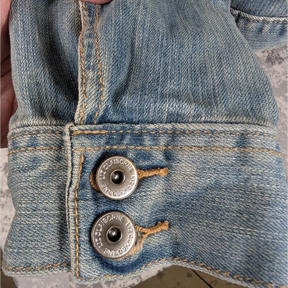 Liz Claiborne Blue Denim Trucker Jacket Womens XL Stretch Cotton Medium Wash - Picture 13 of 16